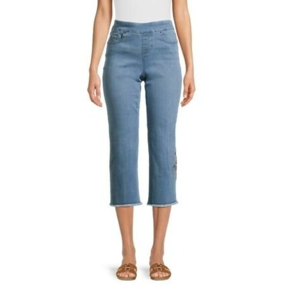 The Pioneer Woman Embroidered Cropped Pull on Denim Jeans LIGHT WASH SIZE SMALL - Picture 1 of 1